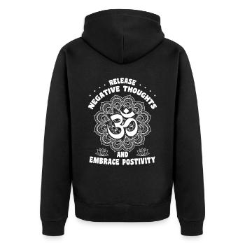 Om Mantra Hinduism Zen Buddhism Meditation Yoga - Unisex Premium Bio Zip Hoodie - Schwarz - Hinten - Nico (187cm)