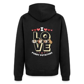 Guinea Pig I Love Furry Potatoes Cavy Pet Animals - Unisex Premium Bio Zip Hoodie - Schwarz - Hinten - Nico (187cm)