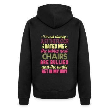 Women Clumsy Humor Joke - Unisex Premium Organic Zip Hoodie - black - Back - Nico (187cm)