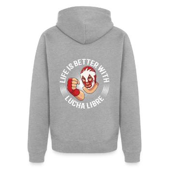 Lutte mexicaine lucha libre mask - Veste à capuche bio Premium Unisexe - gris chiné - Dos - Nico (187cm)