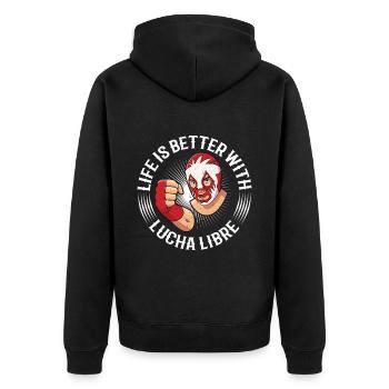 Mexikanischer Wrestling Ringer Lucha Libre Maske - Unisex Premium Bio Zip Hoodie - Schwarz - Hinten - Nico (187cm)