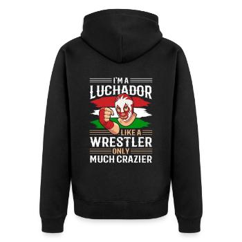 Mexikanischer Wrestling Ringer Lucha Libre Maske - Unisex Premium Bio Zip Hoodie - Schwarz - Hinten - Nico (187cm)