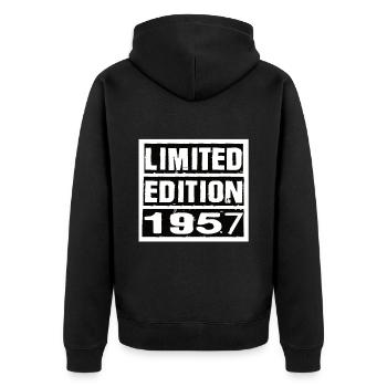Limited Edition 1957 Geburtstag 1957 Vintage Retro - Unisex Premium Bio Zip Hoodie - Schwarz - Hinten - Nico (187cm)