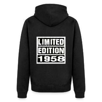 Limited Edition 1958 Geburtstag 1958 Vintage Retro - Unisex Premium Bio Zip Hoodie - Schwarz - Hinten - Nico (187cm)