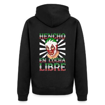 Mexikanischer Wrestling Ringer Lucha Libre Maske - Unisex Premium Bio Zip Hoodie - Schwarz - Hinten - Nico (187cm)