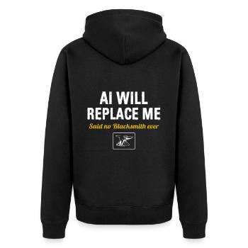 Blacksmiths, master blacksmiths, metalworkers - Unisex Premium Organic Zip Hoodie - black - Back - Nico (187cm)
