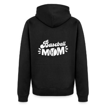 Baseball Baseball Mom - Unisex Premium Bio Zip Hoodie - Schwarz - Hinten - Nico (187cm)