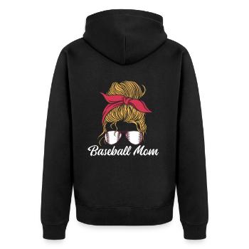 Baseball Mom, Baseball Mom - Unisex Premium Organic Zip Hoodie - black - Back - Nico (187cm)