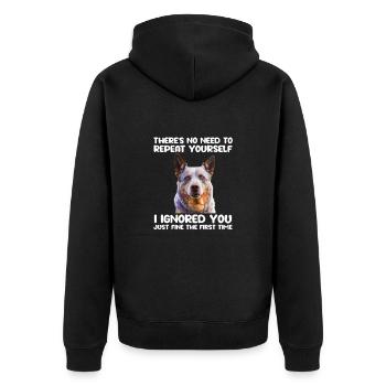 Australian Cattle Dog Hund Hunde Geschenk - Unisex Premium Bio Zip Hoodie - Schwarz - Hinten - Nico (187cm)