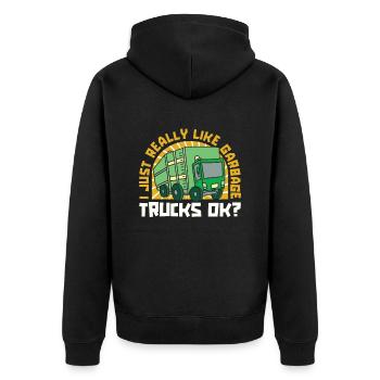 Truck Driver Trucker Truck Driver Funny - Unisex Premium Organic Zip Hoodie - black - Back - Nico (187cm)