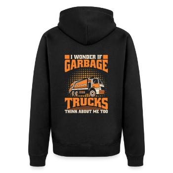 Lkw Fahrer Trucker Lastwagenfahrer Humor - Unisex Premium Bio Zip Hoodie - Schwarz - Hinten - Nico (187cm)