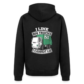 Lkw Fahrer Trucker Lastwagenfahrer Liebe - Unisex Premium Bio Zip Hoodie - Schwarz - Hinten - Nico (187cm)