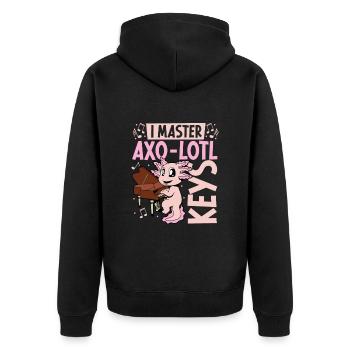Axolotl au piano - Veste à capuche bio Premium Unisexe - noir - Dos - Nico (187cm)