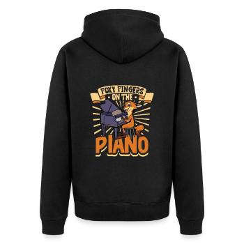 Fox at the Piano - Unisex Premium Organic Zip Hoodie - black - Back - Nico (187cm)