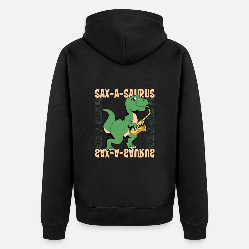Sax-A-Saurus - TREX on saxophone - Unisex Premium Organic Zip Hoodie - black