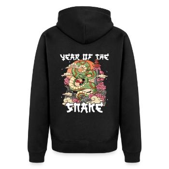 Année du Serpent Nouvel An lunaire chinois - Veste à capuche bio Premium Unisexe - noir - Dos - Nico (187cm)