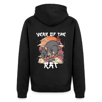 Year of the Rat Lunar New Year Chinese - Unisex Premium Organic Zip Hoodie - black - Back - Nico (187cm)