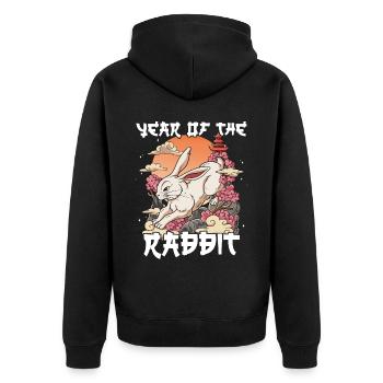 Année du Lapin Nouvel An lunaire chinois - Veste à capuche bio Premium Unisexe - noir - Dos - Nico (187cm)