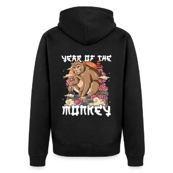 Jahr Des Affe Mondneujahrsfest Chinesisches - Unisex Premium Bio Zip Hoodie - Schwarz - Hinten - Nico (187cm)