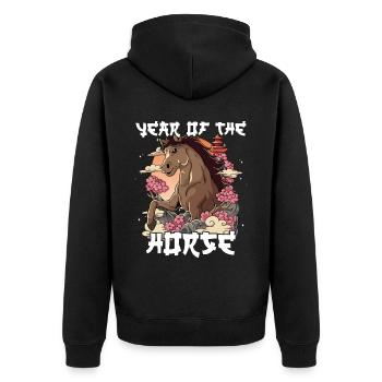 Jahr Des Pferdes Mondneujahrsfest Chinesisches - Unisex Premium Bio Zip Hoodie - Schwarz - Hinten - Nico (187cm)