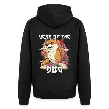 Jahr Des Hund Mondneujahrsfest Chinesisches - Unisex Premium Bio Zip Hoodie - Schwarz - Hinten - Nico (187cm)