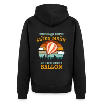 Heißluftballon Ballonfahrer - Alter Mann Spruch - Unisex Premium Bio Zip Hoodie - Schwarz - Hinten - Nico (187cm)