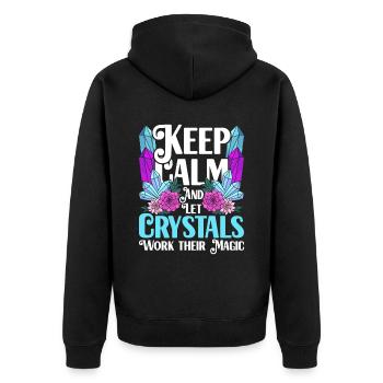 Kristallheiler Kristallheilung Kristalle - Unisex Premium Bio Zip Hoodie - Schwarz - Hinten - Nico (187cm)