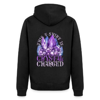 Crystal Healer Healing Crystals - Unisex Premium Organic Zip Hoodie - black - Back - Nico (187cm)