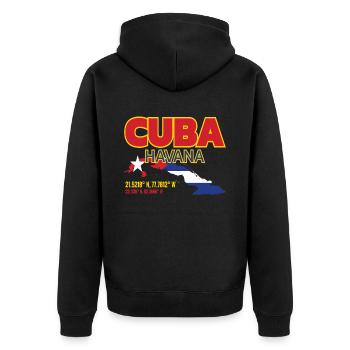 Cuba Havana Kuba Urlaub - Unisex Premium Bio Zip Hoodie - Schwarz - Hinten - Nico (187cm)