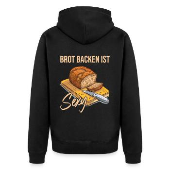 Brot Backen ist Sexy - Unisex Premium Bio Zip Hoodie - Schwarz - Hinten - Nico (187cm)