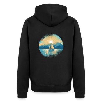 Sailboat Sailing Ship Sailing Yacht Vintage Sailing - Unisex Premium Organic Zip Hoodie - black - Back - Nico (187cm)