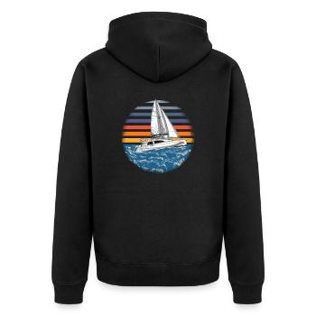 Catamaran-Boot Segelboot Segeln Segler - Unisex Premium Bio Zip Hoodie - Schwarz - Hinten - Nico (187cm)