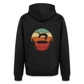 Trampoline Retro Backflip - Unisex Premium Organic Zip Hoodie - black - Back - Nico (187cm)