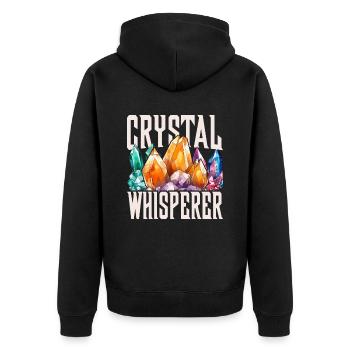 Kristallheiler Kristallheilung Kristalle - Unisex Premium Bio Zip Hoodie - Schwarz - Hinten - Nico (187cm)