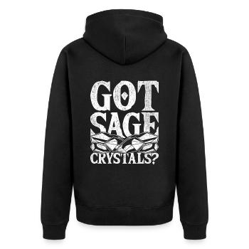 Crystal Healer Crystals Got Sage Crystals? - Unisex Premium Organic Zip Hoodie - black - Back - Nico (187cm)