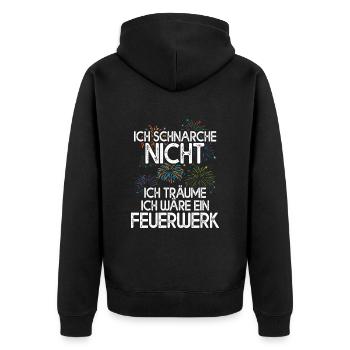 Ich Träume Ich Wäre Ein Feuerwerk - Unisex Premium Bio Zip Hoodie - Schwarz - Hinten - Nico (187cm)
