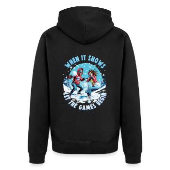 Schneeballschlacht - Quand il neige, laissez les jeux - Veste à capuche bio Premium Unisexe - noir - Dos - Nico (187cm)