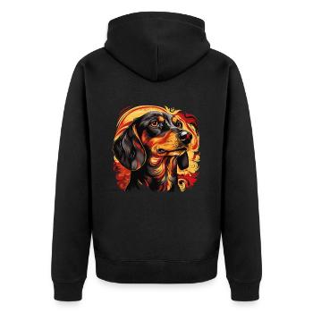 Hunde Spruch Dachshund Design für Hundeliebhaber - Unisex Premium Bio Zip Hoodie - Schwarz - Hinten - Nico (187cm)