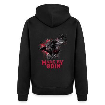 Made by odin Wikinger Kultur - Unisex Premium Bio Zip Hoodie - Schwarz - Hinten - Nico (187cm)