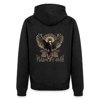 Made by odin Wikinger Kultur - Unisex Premium Bio Zip Hoodie - Schwarz - Hinten - Nico (187cm)