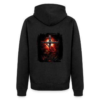 Gotisches Kreuz Goths Design Viktorianisch - Unisex Premium Bio Zip Hoodie - Schwarz - Hinten - Nico (187cm)