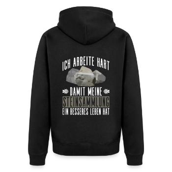 Geologe Steinsammler Steine Geologie Spruch - Unisex Premium Bio Zip Hoodie - Schwarz - Hinten - Nico (187cm)