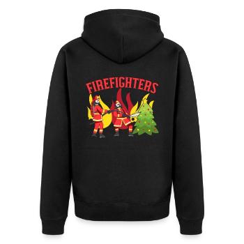 Feuerwehrleute retten den Weihnachtsmann Wellen We - Unisex Premium Bio Zip Hoodie - Schwarz - Hinten - Nico (187cm)