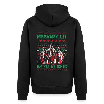 Valor lit by Christmas lights fire - Unisex Premium Organic Zip Hoodie - black - Back - Nico (187cm)