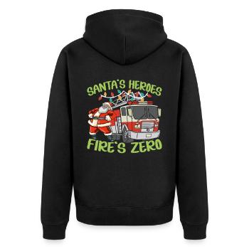 Santa's Heroes Fire's Zero Firefighting Weihnac - Unisex Premium Organic Zip Hoodie - black - Back - Nico (187cm)