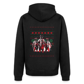 Tapferkeit im Schein der Weihnachtslichter - Brand - Unisex Premium Bio Zip Hoodie - Schwarz - Hinten - Nico (187cm)