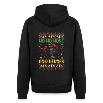 Ho Ho Hose and Heroes Fire Brigade Christmas - Unisex Premium Organic Zip Hoodie - black - Back - Nico (187cm)