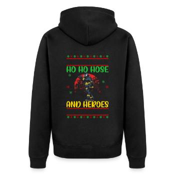 Ho Ho Hose and Heroes Fire Brigade Christmas - Unisex Premium Organic Zip Hoodie - black - Back - Nico (187cm)