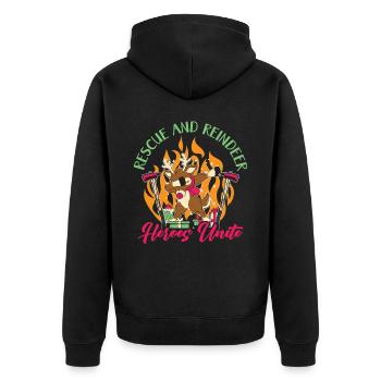 Rettung und Rentiere: Heroes Unite Weihnachten - Unisex Premium Bio Zip Hoodie - Schwarz - Hinten - Nico (187cm)