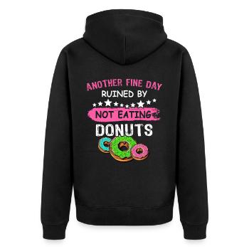 Donut Doughnut - Unisex Premium Organic Zip Hoodie - black - Back - Nico (187cm)